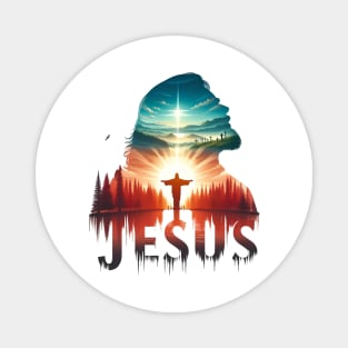 Christian Tshirt Design Siluet Jesus Christ Magnet